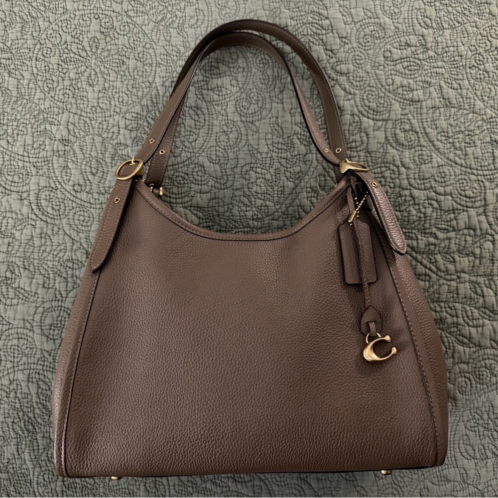 Coach Brown Leather Shoulder Bag with Gold Hardware